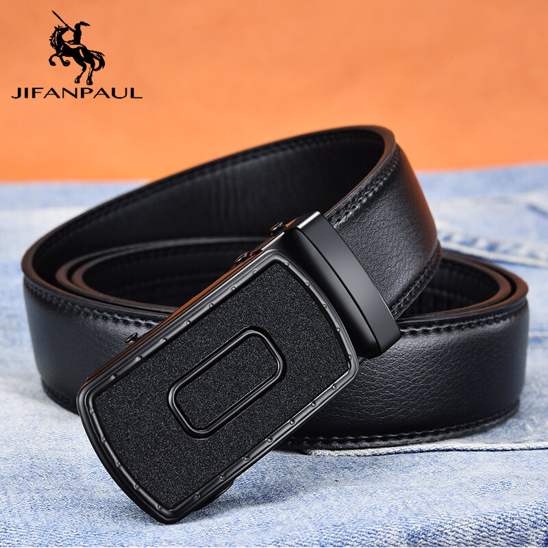 JIFANPAUL Men's leather belt, middle back type fashion trend men's leather belt, business preferred, jeans with black belt#JF-99