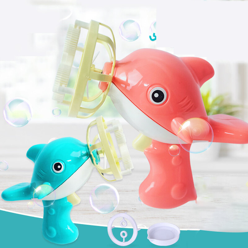 2022NEW Summer Funny Magic Bubble Blower Machine Electric Automatic Bubble Maker Gun with Mini Fan Kids Outdoor Toys Wedding
