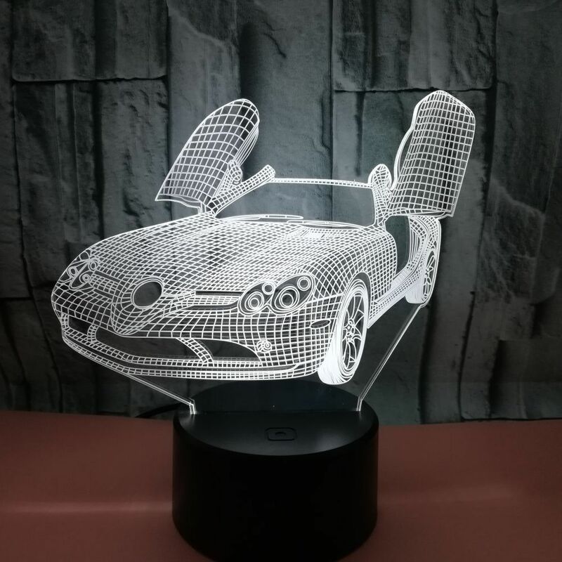 Super Voiture 3D LED Veilleuse LED LED USB Lampe de Table de BUREAU 7 Couleur changement Tactile Télécommande Pour décor À La Maison Cadeau Garçon