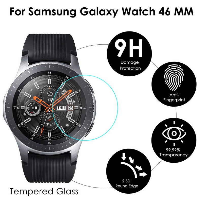 Acessórios do relógio compatível samsung galaxy assista 46mm protetor de tela à prova d3d água 3d vidro temperado capa para galaxy watch 42mm