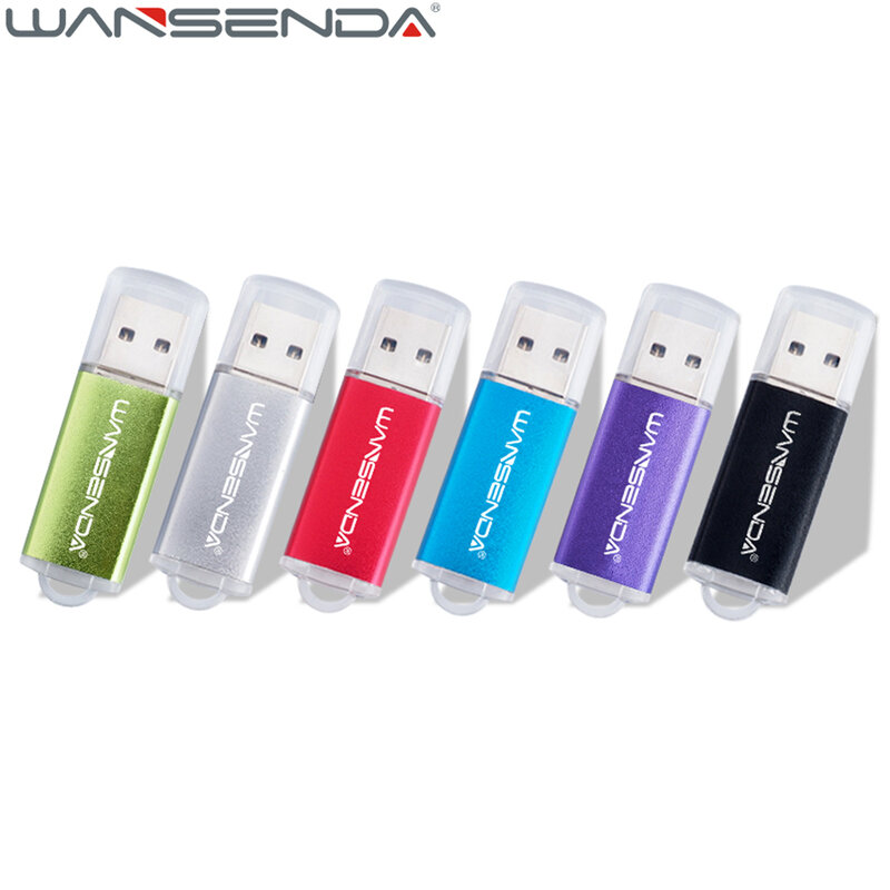 WANSENDA Kim Loại Đèn LED Cổng USB Mini Bút 4GB 8GB 16GB 32GB 64GB 128G 256GB Pendrives Thực Dung Lượng Thẻ Nhớ USB