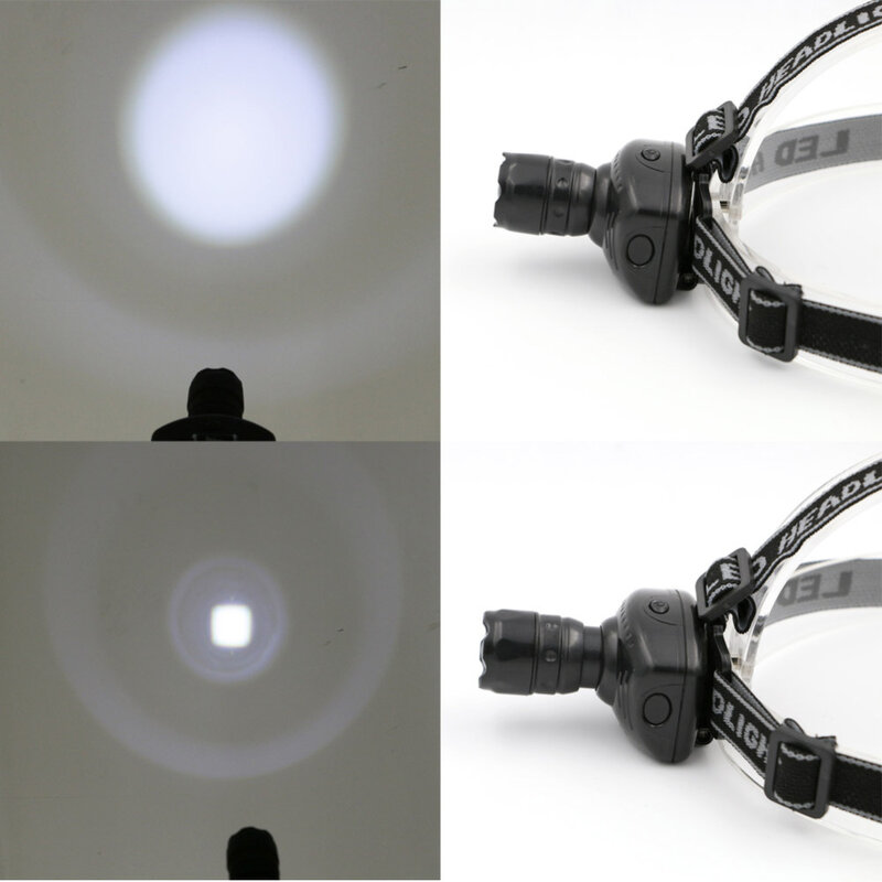 Lampu Kepala Dapat Diperbesar LED Mini Super Terang 3 Mode Hemat Energi Luar Ruangan Olahraga Berkemah Memancing Kepala Lampu Senter AAA 2 Jenis