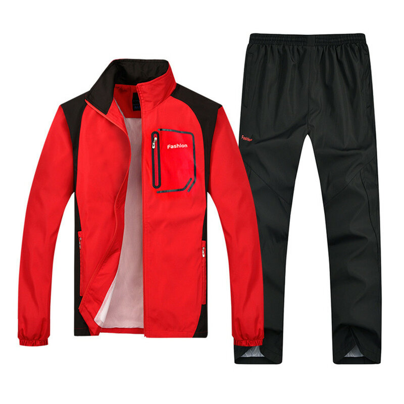 Conjuntos de treino dos homens primavera outono manga longa lazer fino faixa terno novo roupas esportivas para casaco masculino + calças tamanho grande L-5XL