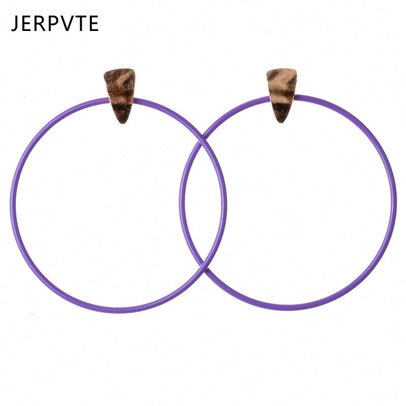JERPVTE-أقراط كورية بسيطة للنساء ، أقراط هندسية دائرية كبيرة ، مجوهرات 2018