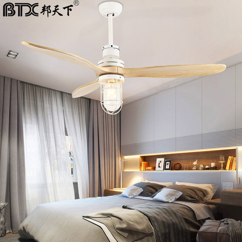 BTX-ventilador de techo vintage con luz, luz de viento industrial para cocina, cafetería, comedor, sala de estar, loft de campo americano, control remoto