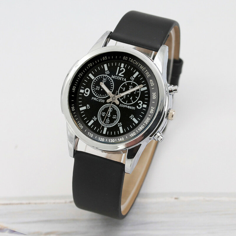 Men's Watch Three Eye Quartz Blue Glass Belt Men Wristwatch Clock Reloj Hombre 2021 erkek kol saati zegarek meski