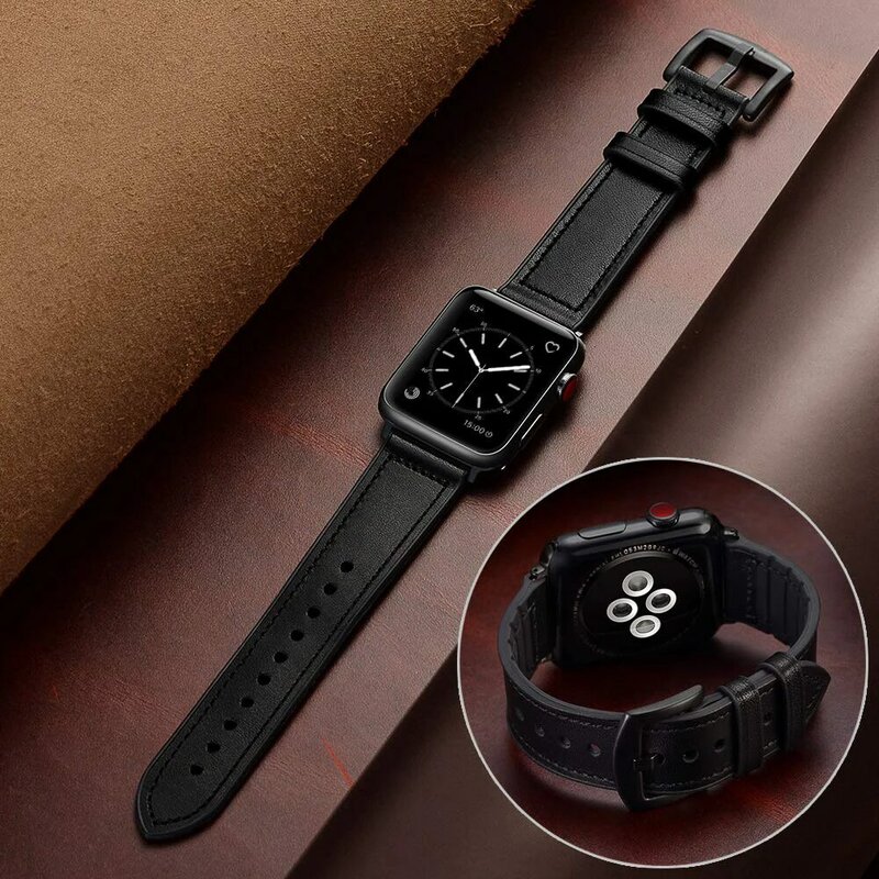 Strap für apple watch band 6 44mm 40mm apple watch band 42mm 38mm iwatch serie 6/5/SE/4/3/2 silikon & Vintage Leder armband