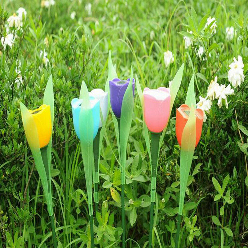 Novo 2019 forma de tulipa paisagem flor lâmpada caminho do jardim caminho energia solar led luz quarto jardim criativo luzes da noite ao ar livre
