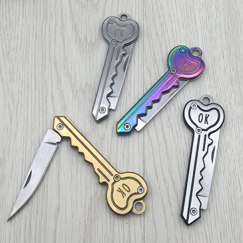 Mini couteau à clés, lettre Camp, porte-clé d'extérieur, ouvre-porte-clé pliable, paquet de poche, gadget de survie, kit de boîte à lames multi-outils