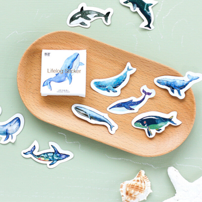 45 개/몫 동물 고래 종이 스티커 DIY 장식 일기 스크랩북 플래너 스티커 Kawaii 편지지 학교 용품
