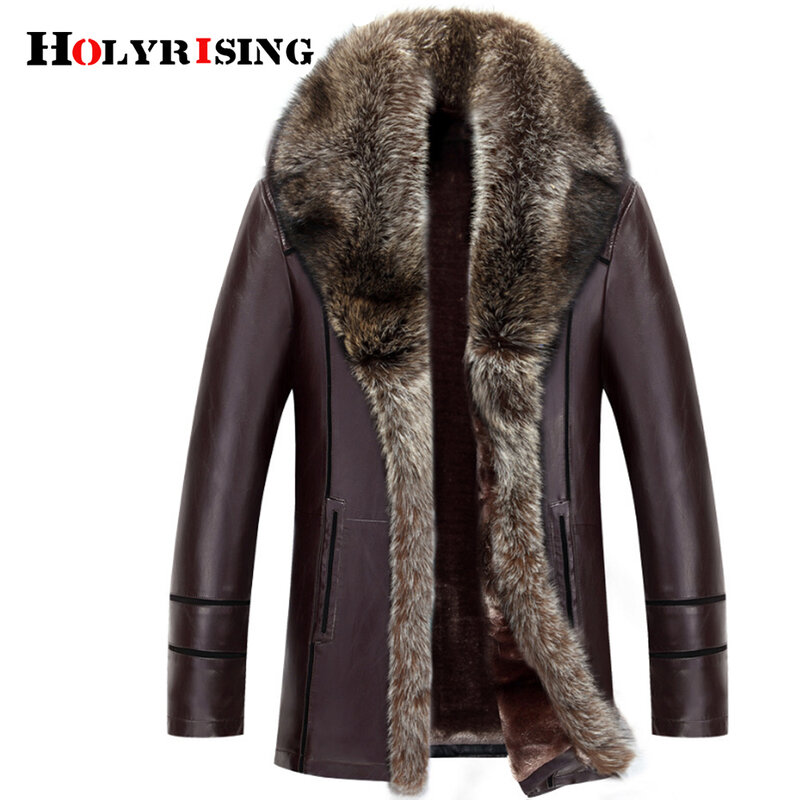 Men Real animal Fur Coat jaqueta de couro chaqueta cuero hombre men Faux leather jacket men winter thick jacket 18295-5