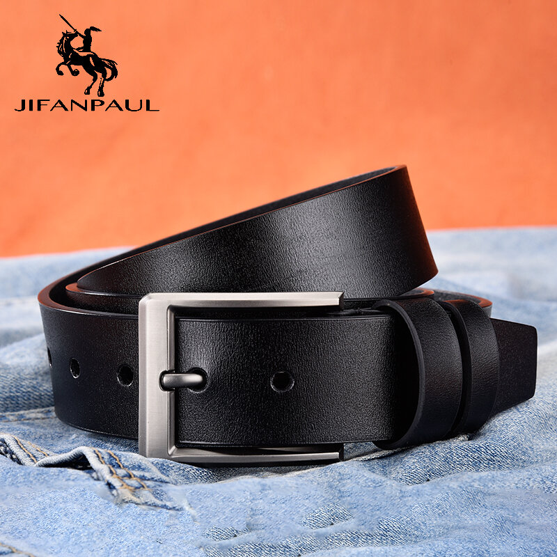 JIFANPAUL Factory custom  men's belt leather leather brand belt men's belt men new classic retro pin buckleJapanese word buckle