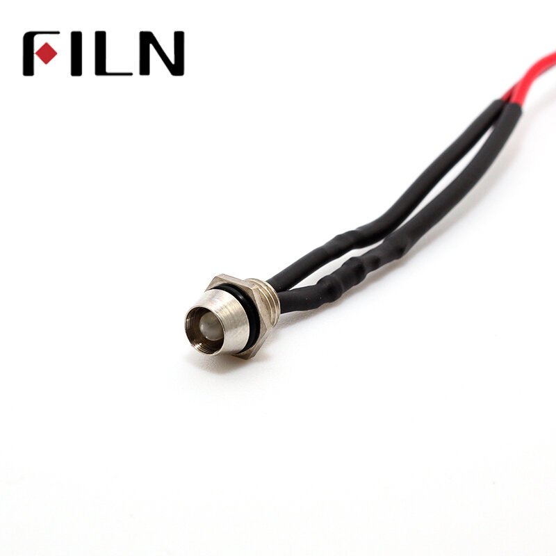 FILN – lampe pilote à effets pré-câblés, Led 5V 12V 24V, indicateur lumineux de signal 8mm avec fil de 16cm