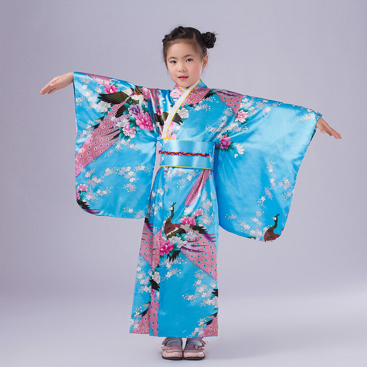 Vestido Kimono japonés para niña pequeña, traje de Cosplay con Obi tradicional Yukata para niño, traje de baile para actuaciones en escenario