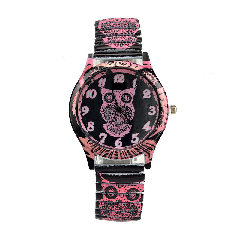 Relógio de pulso feminino, relógio de pulso casual moda feminina relógio de cristal elástico pulseira de marca de luxo relógio de quartzo coruja pulseira para menina relógio saati