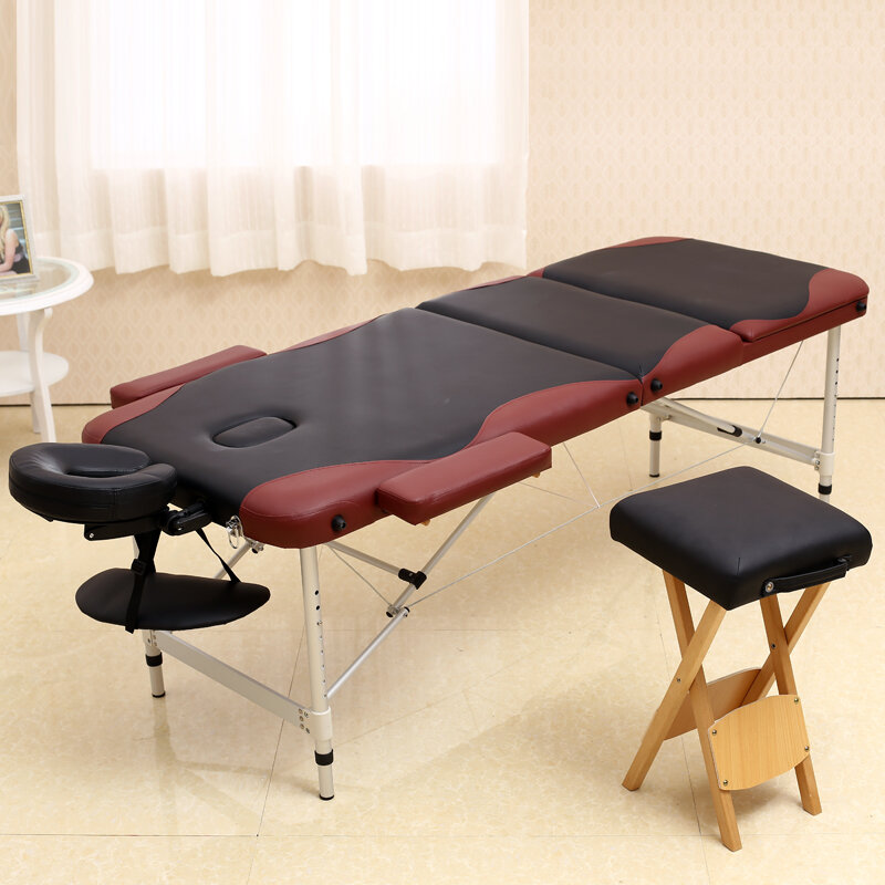 Lit de Massage en Aluminium 3 sections, meuble de Salon Portable, lit pliable en bois, beauté du corps, Spa Facial, tatouage, lit de Massage thaïlandais