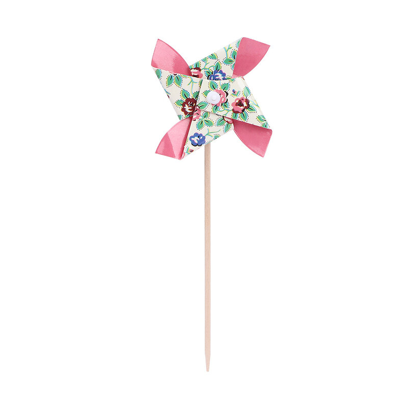 Molino de viento de papel para decoración de Exteriores, juguete giratorio de flores, Color aleatorio, 24 unidades