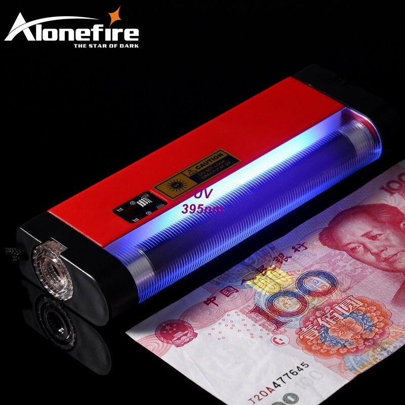 AloneFire 4W luce ultravioletta viaggio denaro ID valuta passaporto pet urina lampada rivelatore UV luce bianca torcia batteria AA
