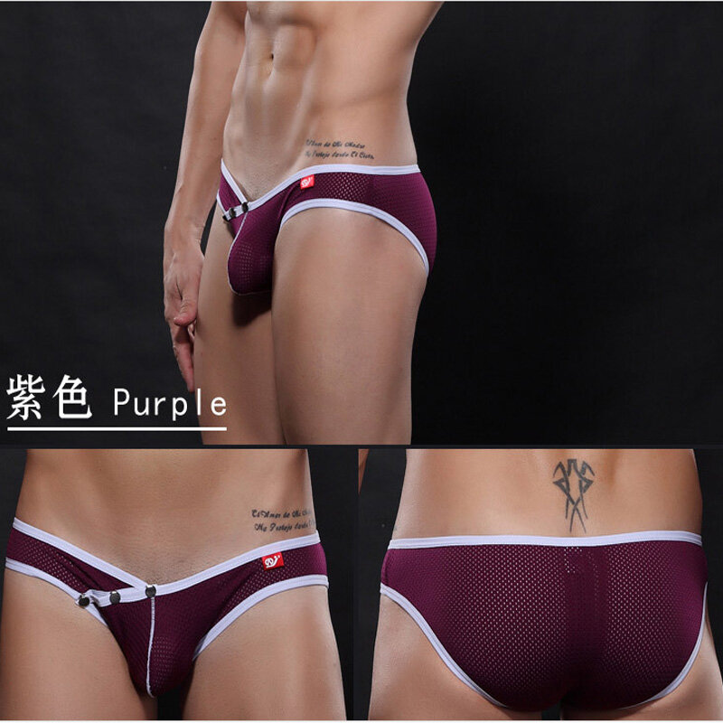 Cuecas masculinas de cintura baixa, roupa de banho de malha com anel de náilon puro, biquíni, bolsa para pênis, marca wangjiang
