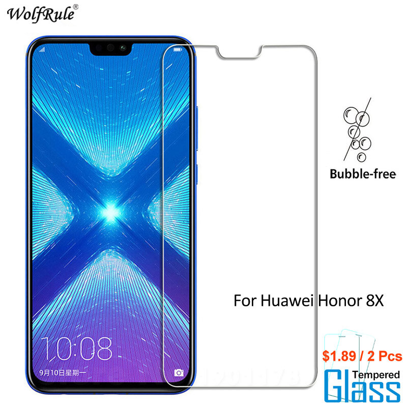 2 pçs para vidro huawei honor 8x protetor de tela vidro temperado para huawei honor 8x vidro wolfrule película protetora do telefone