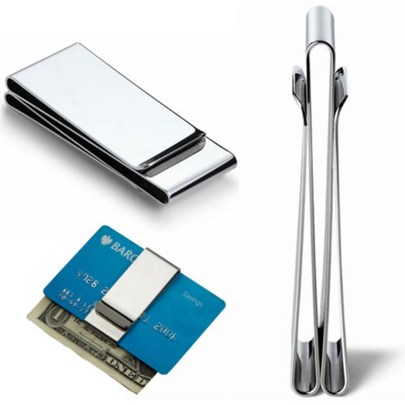 ISKYBOB-Clip de bolsillo para tarjetas de crédito, Clip de Metal para dólares, doble cara, billetera