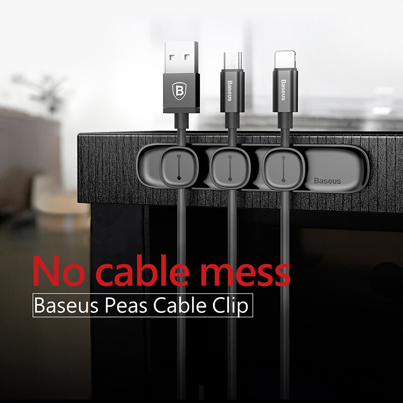 Baseus-organizador de Cables magnético USB, soporte de silicona Flexible, Clips de escritorio para ratón