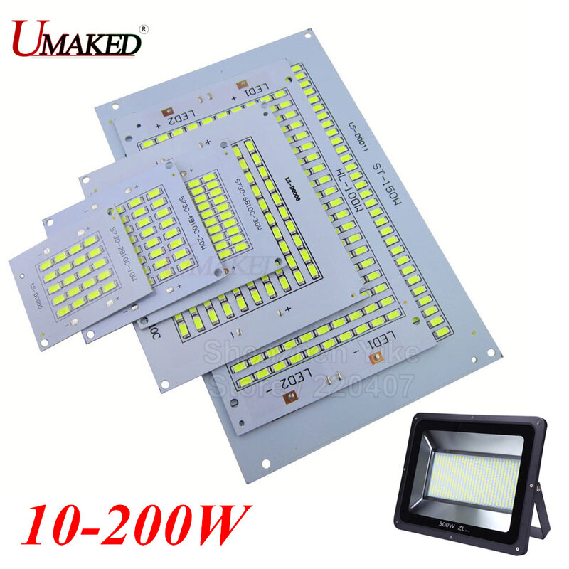 1PC 100% 전체 전원 LED 투광 조명 PCB 10W 20W 30W 50W 70W 100W 150W 200W SMD5730 led PCB 보드, led 투광 조명을위한 알루미늄 플레이트