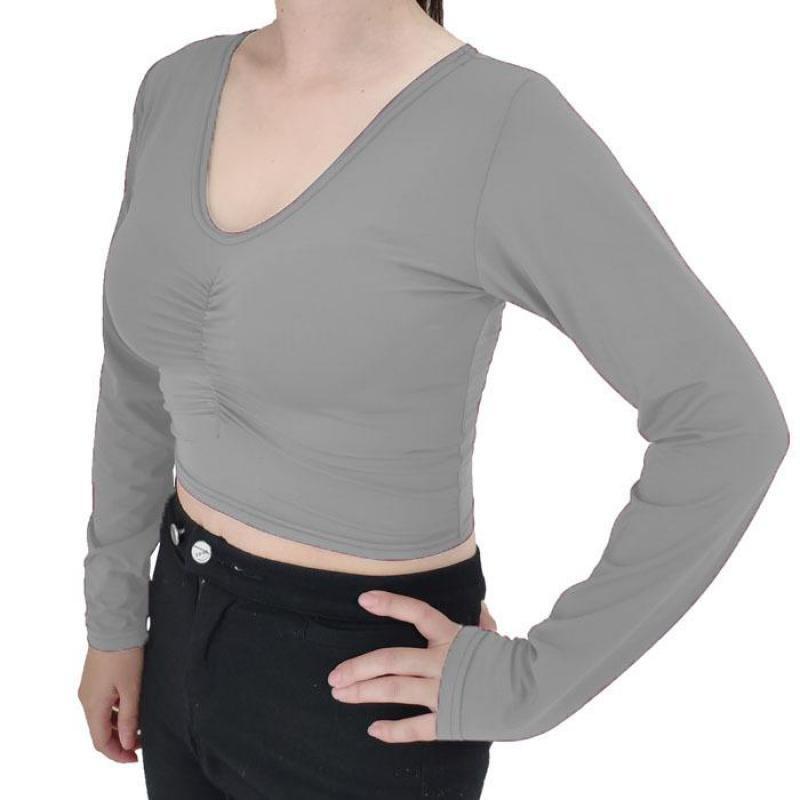 2019 Для женщин летние V образным вырезом футболка с длинным рукавом Свободные пикантные feminina футболки женские короткий Стиль Топы