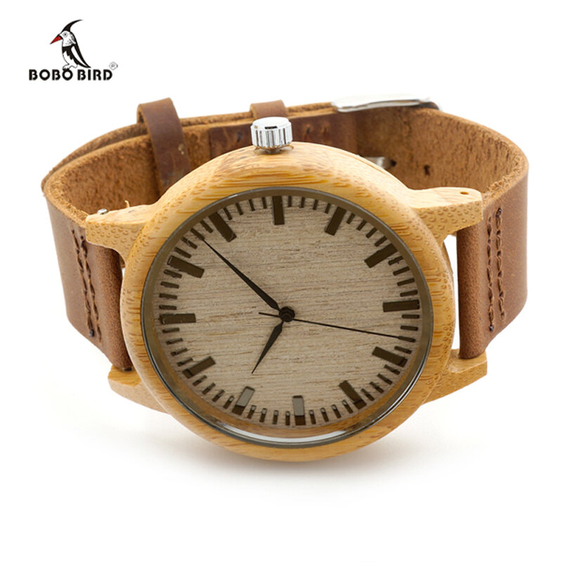 Bobo bird relógios de pulso de bambu para homens e mulheres, relógio masculino de quartzo, relógios de pulso para presente, envio direto