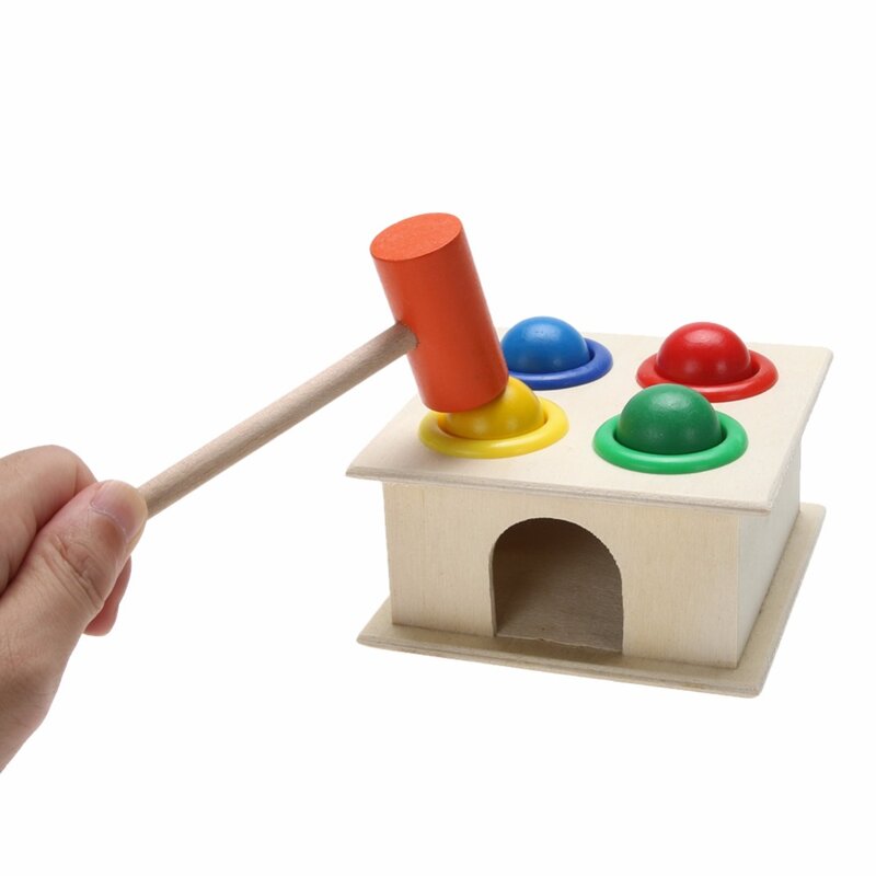 나무 공 망치 상자 장난감 어린이 조기 교육 장난감 아기 다채로운 망치인지 일치하는 장난감 선물