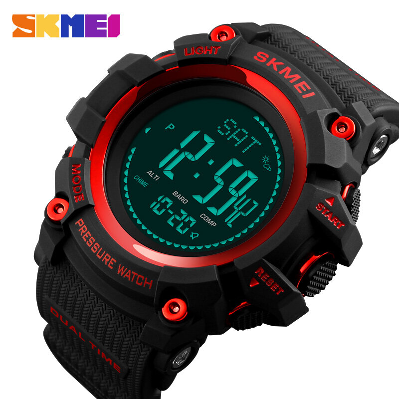 SKMEI-Reloj deportivo digital para hombre, pulsera con altímetro, barómetro, brújula, temperatura, clima y diseños electrónicos de lujo, producto de moda