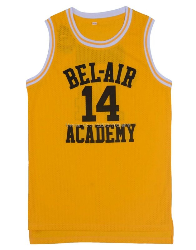 Prince Bel-Air Smith Costume Jersey #14 Yellow Men Movie Jerseys Stitched Number Hip Hop Tank Tops