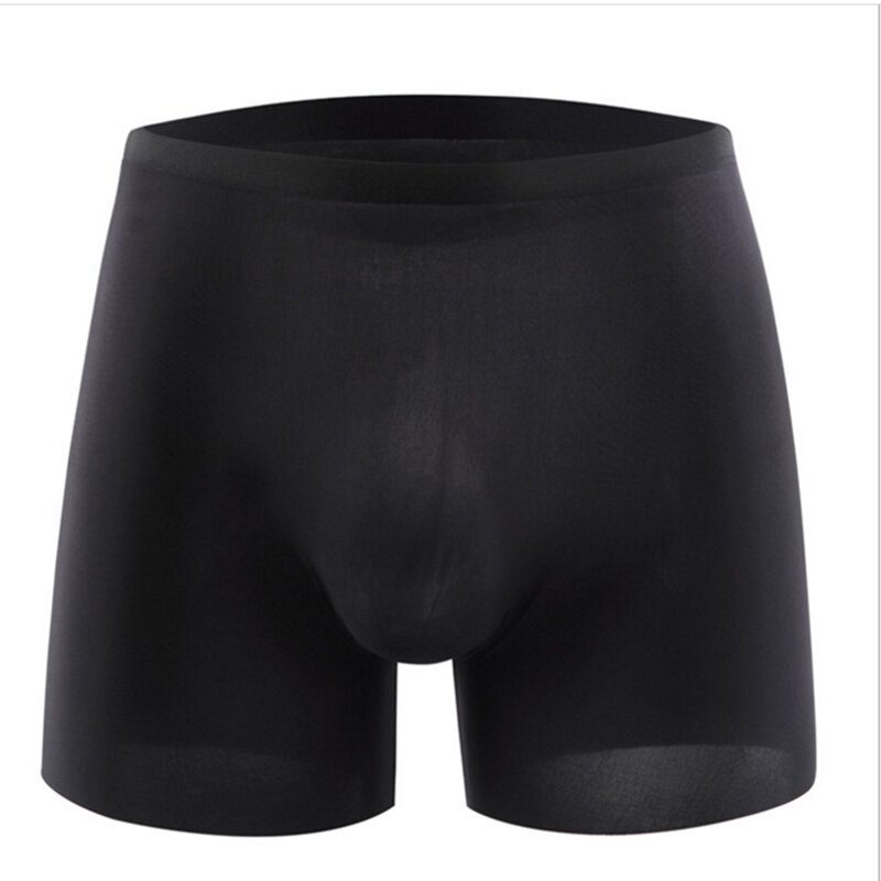 New Style Long Boxer Men's Underwear Seamless Ice Silk Solid Underwear Breathable Boxer Shorts Men's Sexy 3D Solid Color Shorts