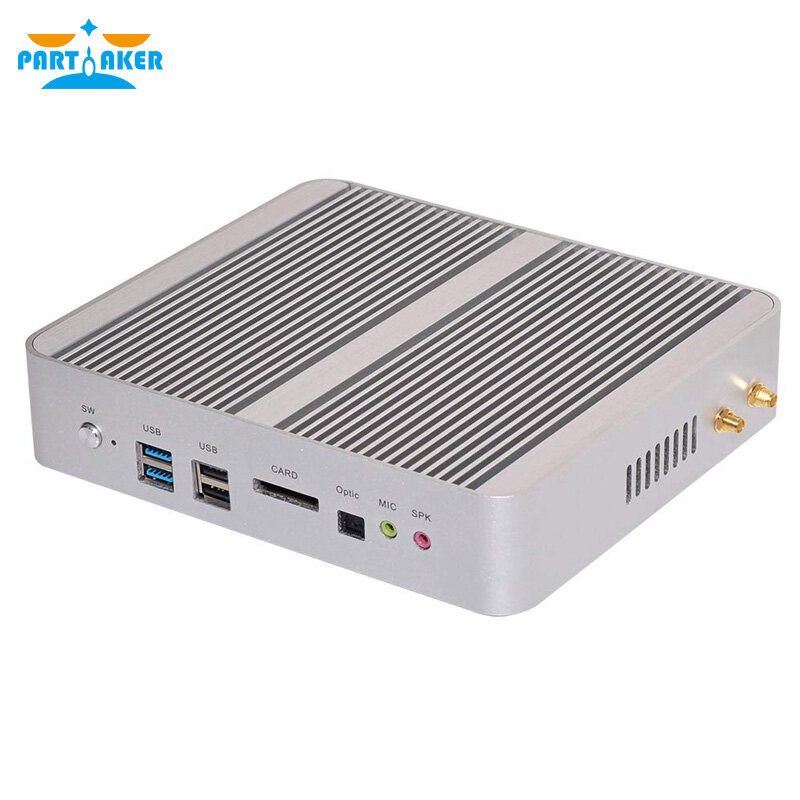 Partaker Nuc Kaby Lake-Mini PC sin ventilador, Core i5, 7260U, Win10 Pro, 4K, HTPC, microordenador, Nettop, HDMI, VGA
