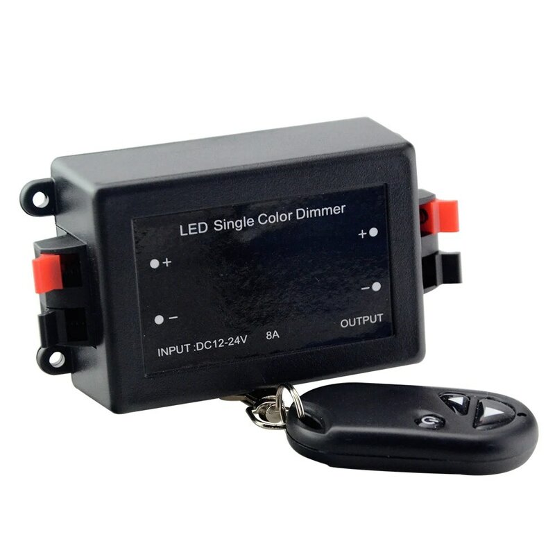 Regulador de cor única led, com controle remoto rf, controle de brilho para ponto led de dc 12v-24v 8a lâmpada embutida tira luz