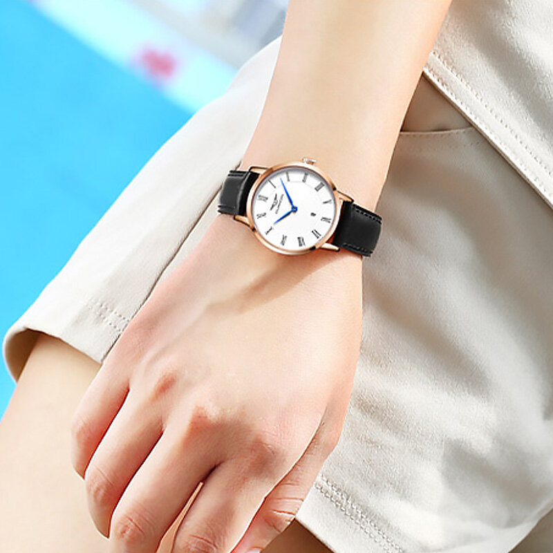 Relógio de quartzo guanqin para casais, relógio com calendário dura à prova d'água da moda simples e casual, bayan kol saati, novo luxuoso, 2018