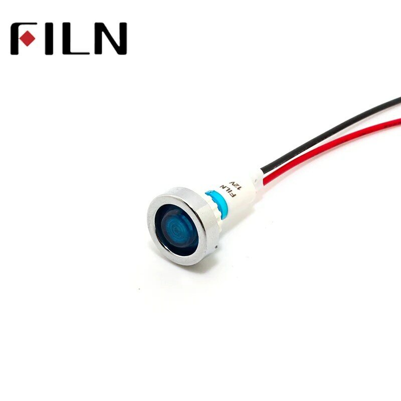 Filn FL1P-10NW-1 10 Mm Merah Kuning Biru Hijau Putih 12 V 220 V 24 V LED Plastik Indicatorl Lampu Sinyal pilot Lamp dengan 20 Cm Kabel