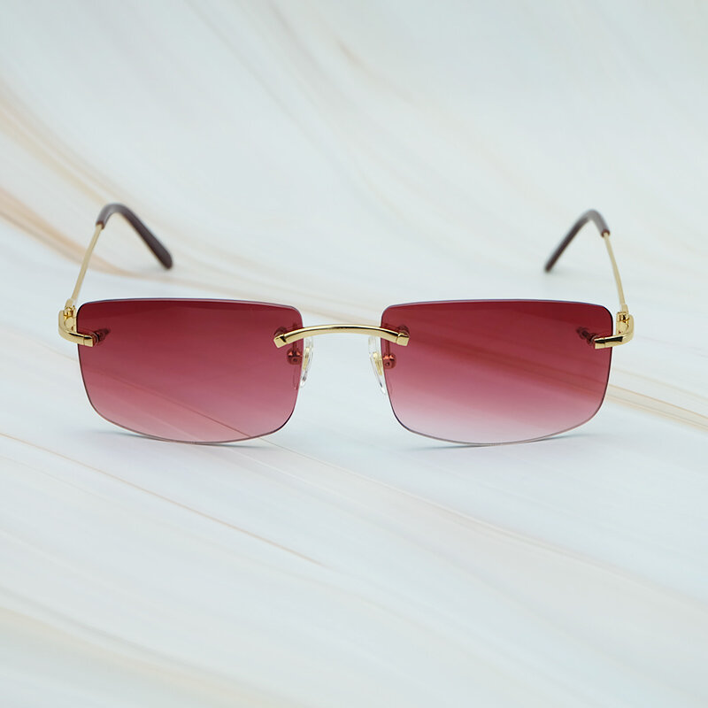 新人気ユニセックスリムレス金属サングラス男性女性ブランドカーターサングラス UV 保護レ正方形メガネ