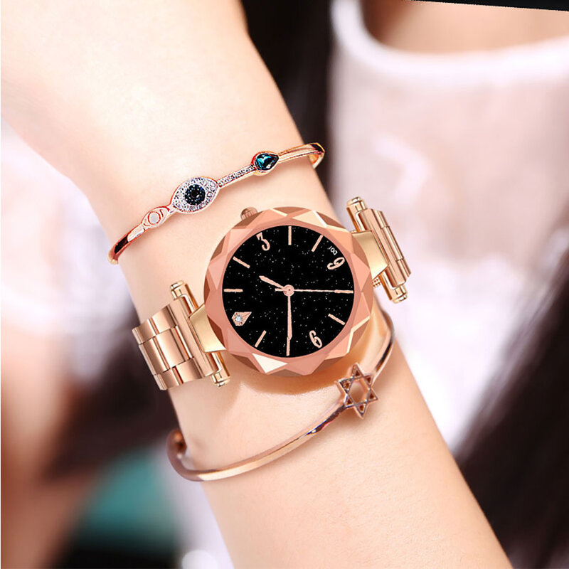 ผู้หญิงนาฬิกาข้อมือ Casual Luxury Analog ควอตซ์ Starry Sky สุภาพสตรีนาฬิกาผู้หญิง2021นาฬิกา Relogio Feminino