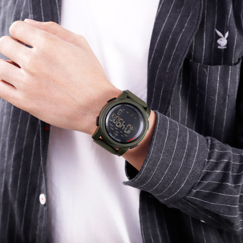 탑 브랜드 skmei 남자 디지털 시계 칼로리 보수계 카운트 다운 스포츠 손목 시계 방수 남자 군사 팔찌 알람 시계