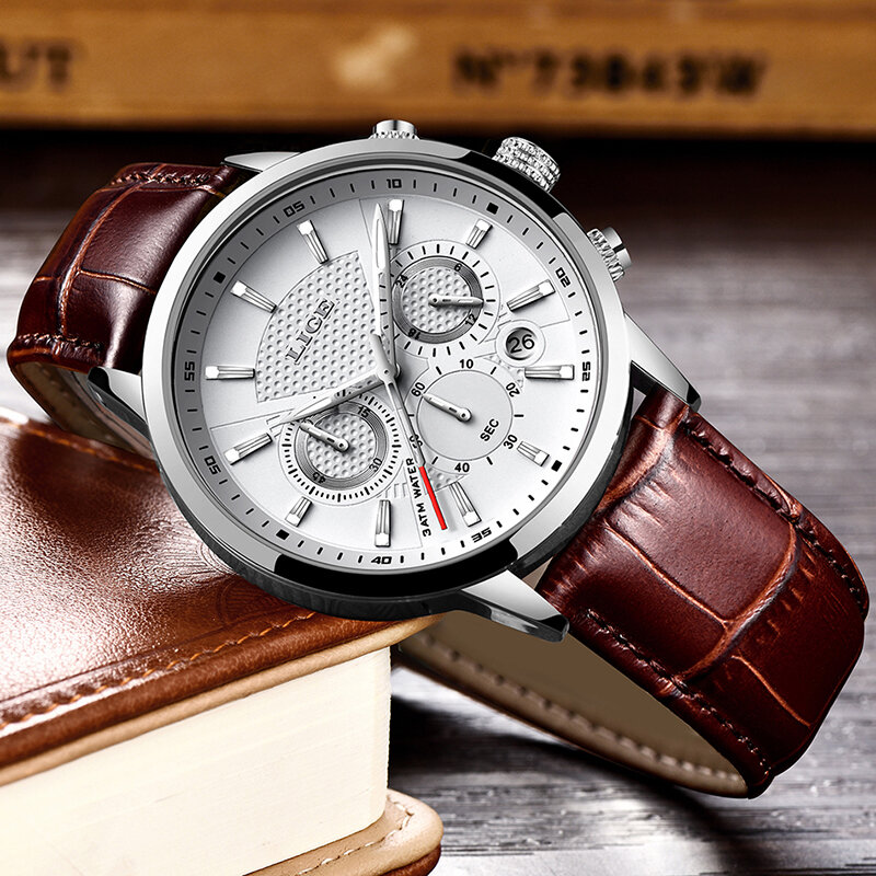 LIGE 2020 nuovo orologio da uomo moda Sport orologio al quarzo orologio da uomo marca di lusso in pelle Business orologio impermeabile Relogio Masculino
