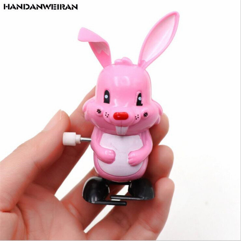 New 1pcs clockwork bunny toy On the chain cartoon cute facial expression rabbit toy Children's gifts Random Color