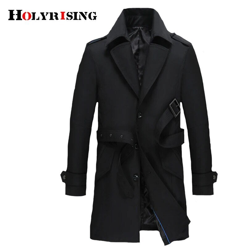 Holyrising-gabardina Vintage para Hombre, ropa de calle con cuello vuelto, un solo botón, delgada, talla M -4XL, 18762-5