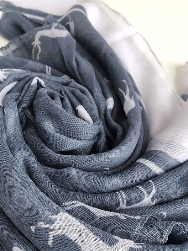 Écharpe imprimée de cerf de noël pour femmes, écharpe à la mode pour l'hiver, couleur grise