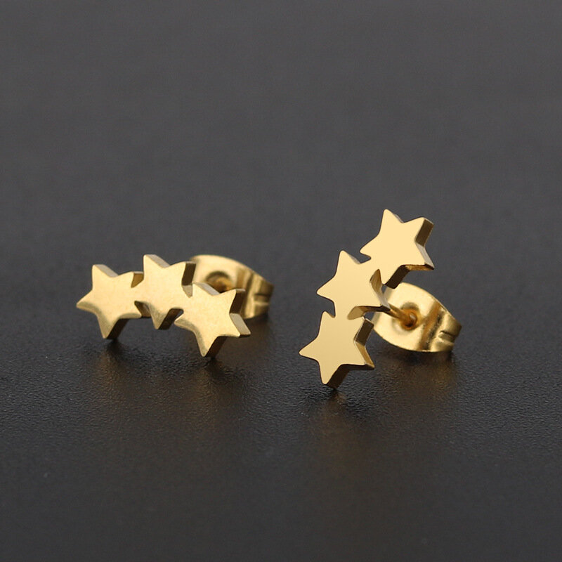 FENGLI милые серебряные серьги-гвоздики из нержавеющей стали со звездой для женщин, корейские минималистичные серьги, ювелирные аксессуары