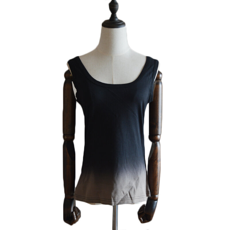 Camisetas Punk gradiente para mujer, sudaderas con capucha, camiseta informal, conjunto de dos piezas, camisetas negras de manga corta de verano