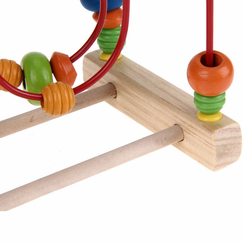 ของเล่นไม้เด็กของเล่นคณิตศาสตร์ที่มีสีสันมินิรอบลูกปัดลวดMazeการศึกษา