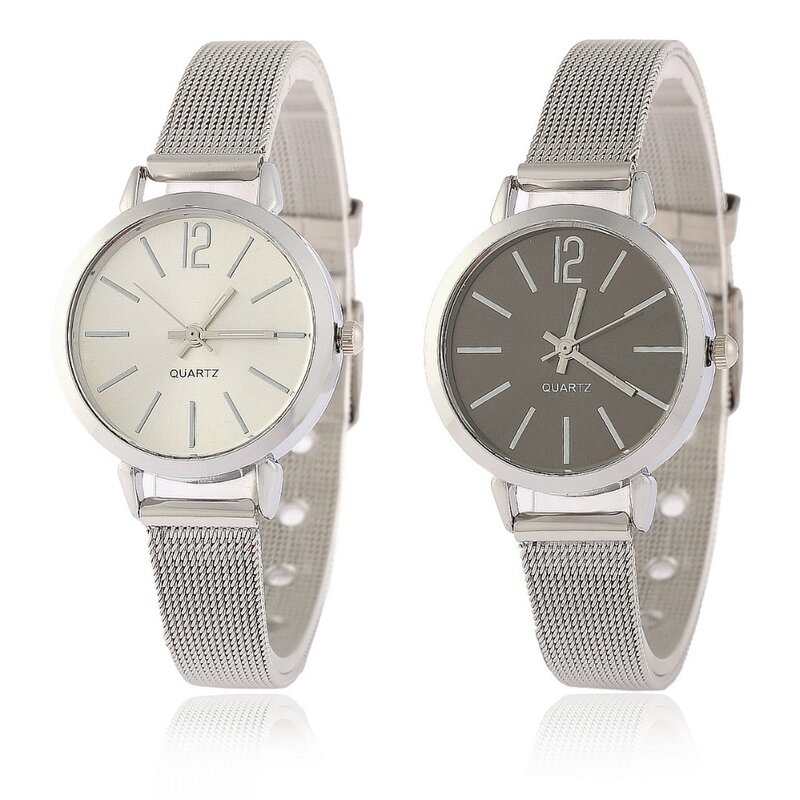 Luksusowe kobiety siatka metalowa zegarek prosty klasyczny zegarek na rękę moda na co dzień dziewczyny zegar bransoletka zegarki kwarcowe damskie Relogio Masculino