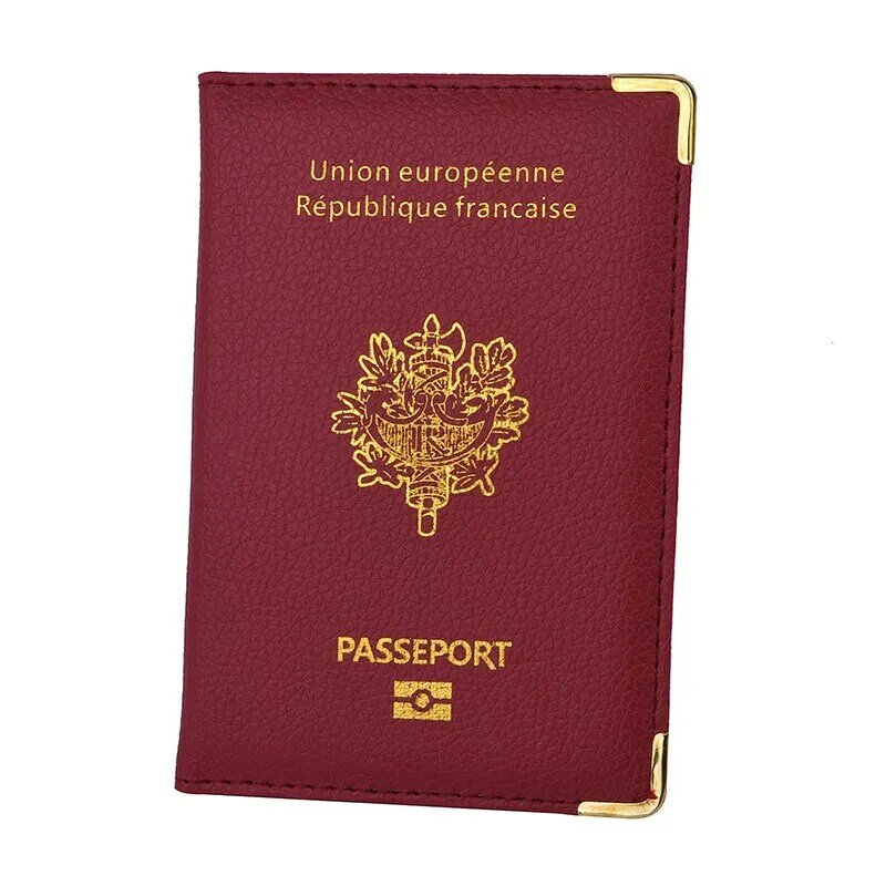 프랑스 여권 홀더 PU 가죽 커버 남성 여성 프랑스 여권 ID 신용 카드 주최자 여행