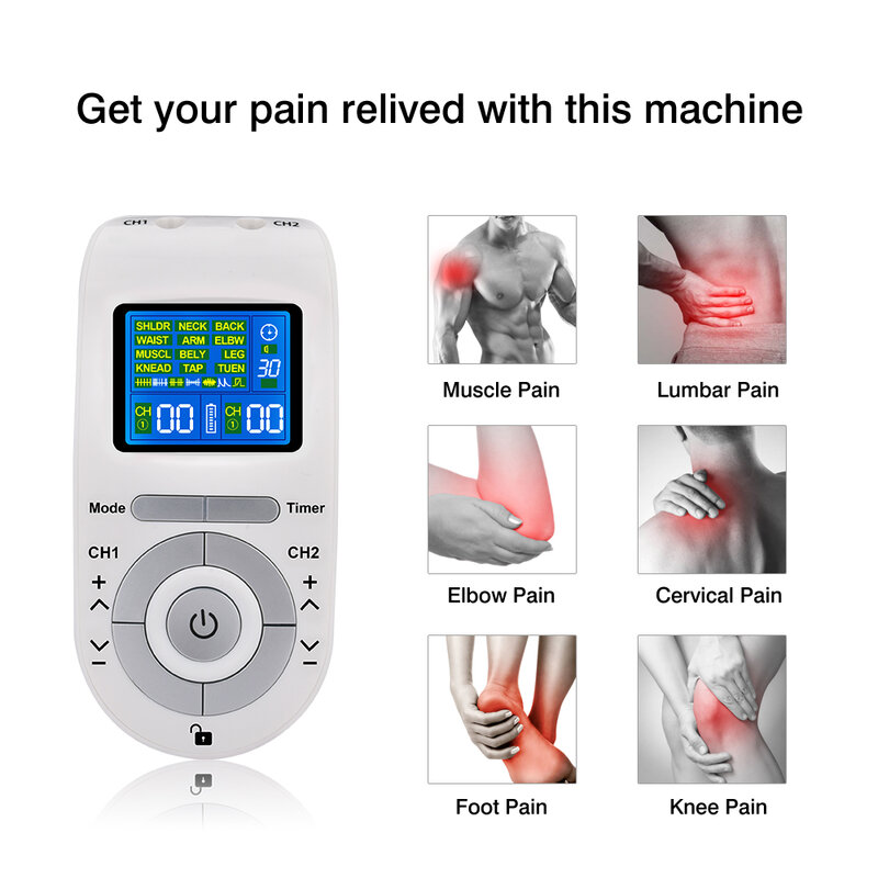 Dezenas máquina massageador ems pulso eletrônico massageador elétrico nervo estimulador muscular acupuntura fisioterapia de baixa frequência